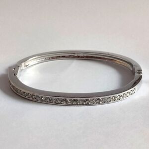 Authentic Signed Swarovski Swan Mark Hinged Clamp Bracelet